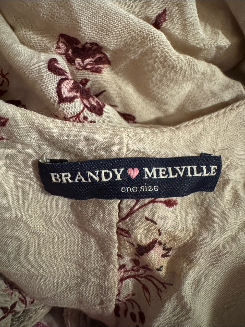 Brandy Melville Beige Floral Mini Dress - Picture 2 of 3